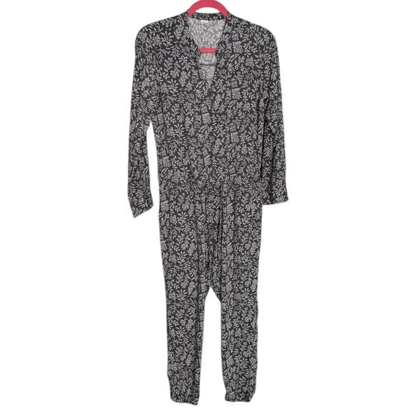 Old Navy Floral Jumpsuit Long Sleeve Boho Drawstring Waist Button Botanical - Picture 1 of 6